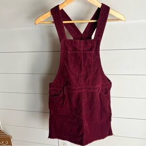 Place Girls Deep Red Corduroy Cord Overall Dress Jumper Size 14